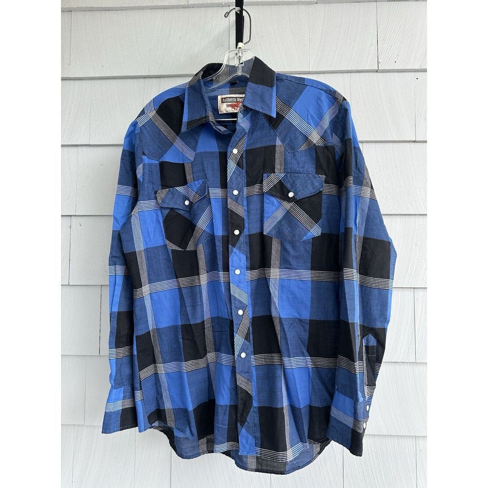 Vintage Youngbloods Authentic Western Style Large Pearl Snap Long Sleeve Shirt‎